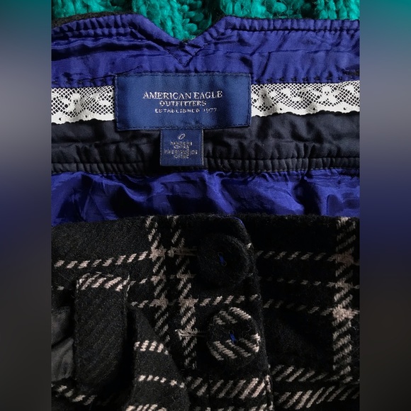 Y2k American Eagle low rise pleated micro mini wool skirt - Picture 6 of 16